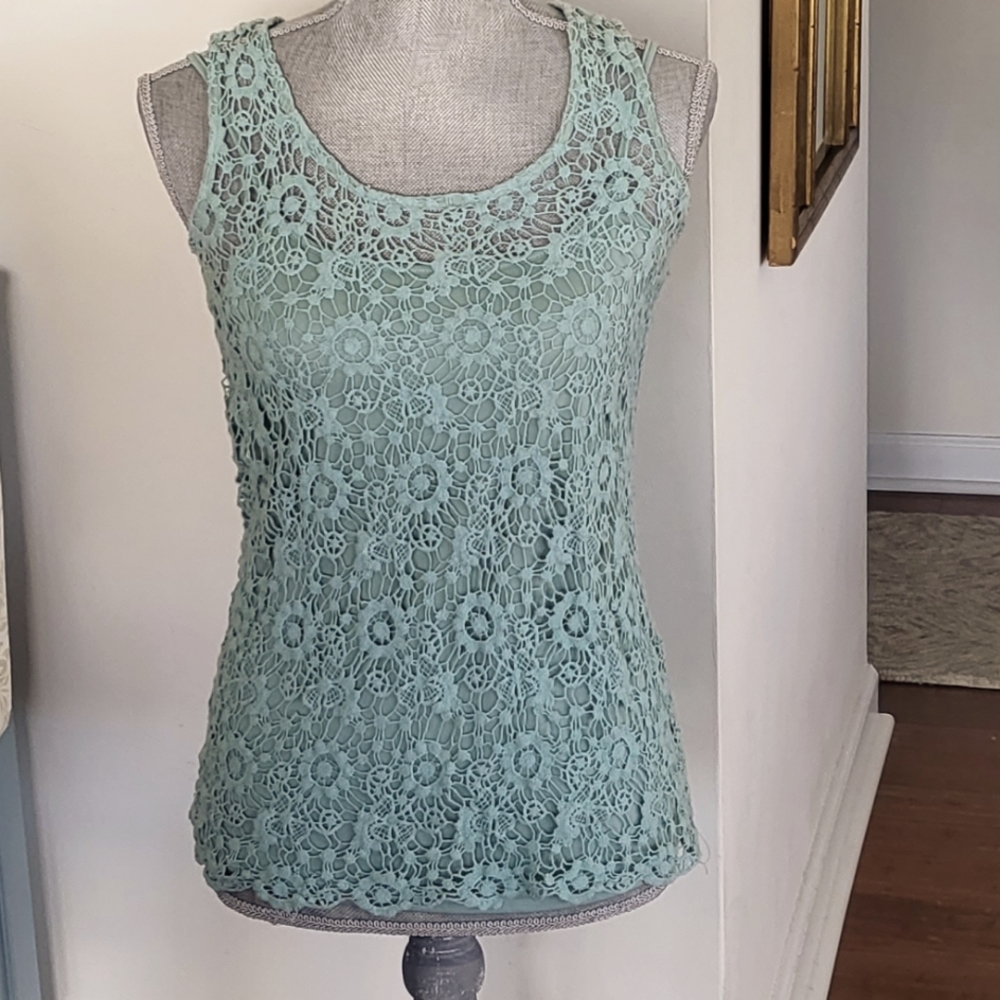 Crochet Cotton Sage Green Tunic